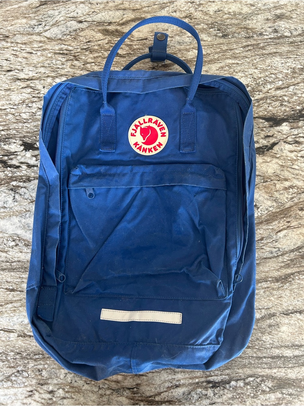 Fjallraven Kånken Backpack in Blue with Red Logo Patch